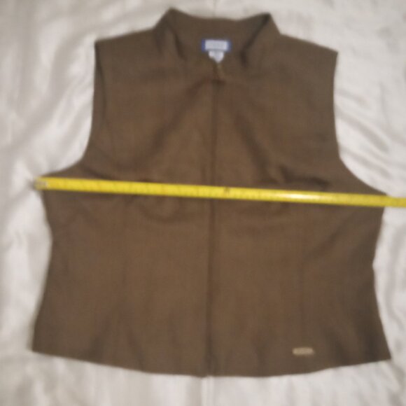 reed men's vest zipper sizeXL 100% wool brown/cream checked preppy busniness - Picture 4 of 8